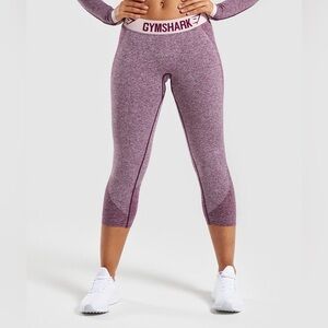 Gymshark Flex Cropped Leggings Dark Ruby Marl/Blush Nude Size XS